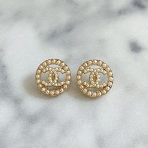 22mm Chanel Pearl Medallion Buttons Stamped